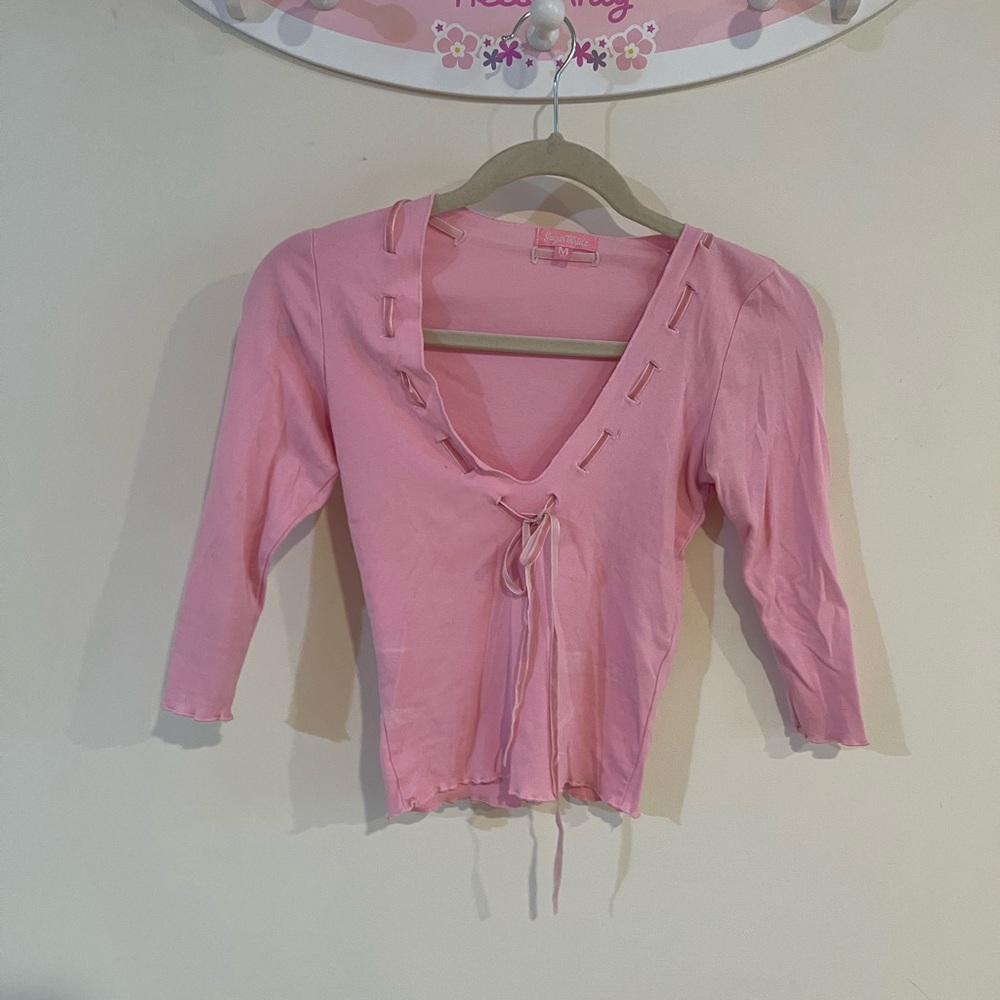 Sugar Thrillz Dollskill Pink Top Bow Detail